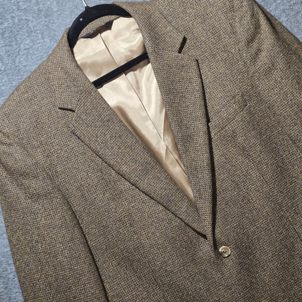 JoS A Bank Lambswool Cashmere Sport Coat Mens 44R Brown Patterned Blazer